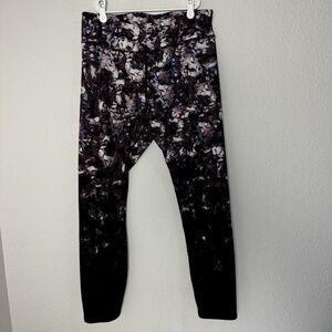 GAIAM Womens Yoga Leggings Purple Ombre Floral Athletic Ankle Pants Size Large